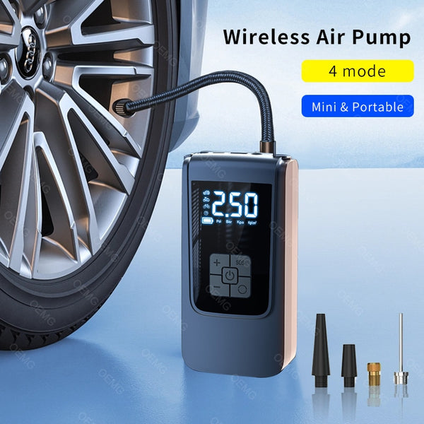 Wireless Car Air Pump Portable Air Compressor for Car Motorcycles Bicycle Electric Tire Inflator with LCD Digital Display